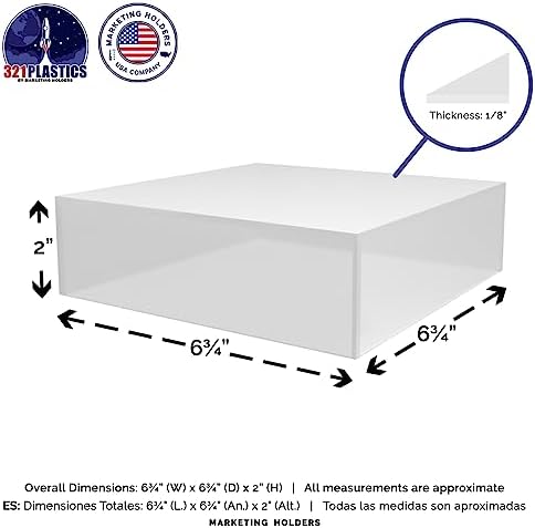 Frosted Acrylic Display Box Versatile 5 Sided Pedestal 6.75" x 6.75" x 2" Merchandise Storage Bin No Lid Retail, alternate