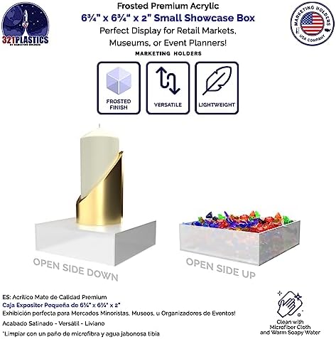 Frosted Acrylic Display Box Versatile 5 Sided Pedestal 6.75" x 6.75" x 2" Merchandise Storage Bin No Lid Retail, alternate