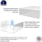 Frosted Acrylic Display Box Versatile 5 Sided Pedestal 6.75" x 6.75" x 2" Merchandise Storage Bin No Lid Retail, alternate