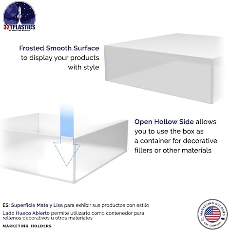 Frosted Acrylic Display Box Versatile 5 Sided Pedestal 6.75" x 6.75" x 2" Merchandise Storage Bin No Lid Retail, alternate