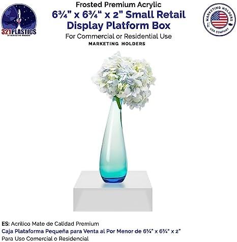 Frosted Acrylic Display Box Versatile 5 Sided Pedestal 6.75" x 6.75" x 2" Merchandise Storage Bin No Lid Retail, alternate