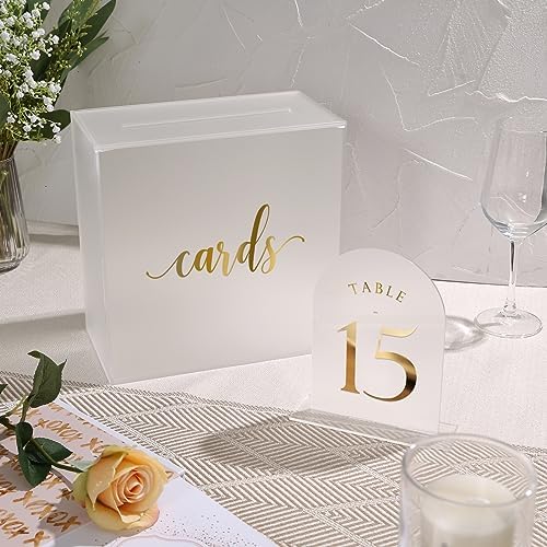 Frosted Arch Wedding Table Numbers 1-20, Gold Foil Printed 5x7 Acrylic Display Signs and Holders, Pack of 20, alternate view