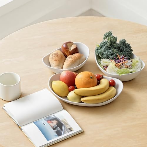 Fruit Bowl for Kitchen Counter - 3 Tier Ceramic Serving Bowls with Bamboo Stand, Tiered Fruit Basket for Fruit, alternate