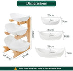 Fruit Bowl for Kitchen Counter - 3 Tier Ceramic Serving Bowls with Bamboo Stand, Tiered Fruit Basket for Fruit, alternate