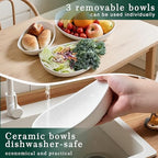 Fruit Bowl for Kitchen Counter - 3 Tier Ceramic Serving Bowls with Bamboo Stand, Tiered Fruit Basket for Fruit, alternate