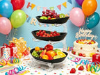 Fruit Bowl for Kitchen Counter, 3 Tier Plastic Serving Bowls with Bamboo Stand, Tiered Fruit Basket for Fruits, alternate
