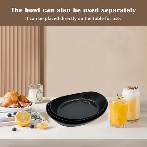 Fruit Bowl for Kitchen Counter, 3 Tier Plastic Serving Bowls with Bamboo Stand, Tiered Fruit Basket for Fruits, alternate