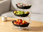 Fruit Bowl for Kitchen Counter, 3 Tier Plastic Serving Bowls with Bamboo Stand, Tiered Fruit Basket for Fruits, alternate