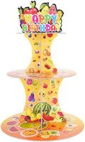 Fruit Strawberry Cupcake Stand - 3 Tier Cute Cake Decorations in Yellow