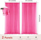 Fuchsia Backdrop Curtains for Parties, Chiffon Photo Backdrop Drapes 2 Panels 5x8ft Sheer Outdoor Curtain for, alternate view