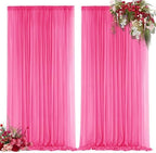 Fuchsia Backdrop Curtains for Parties, Chiffon Photo Backdrop Drapes 2 Panels 5x10FT Sheer Outdoor Curtain for