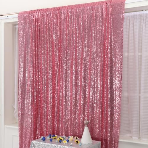 Fuchsia Pink Sequin Backdrop, 6Ft x 8Ft Glitter Photography Background Curtains for Party Baby Shower Wedding, alternate view