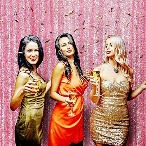 Fuchsia Pink Sequin Backdrop, 6Ft x 8Ft Glitter Photography Background Curtains for Party Baby Shower Wedding, alternate view