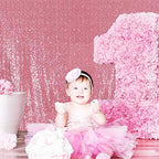 Fuchsia Pink Sequin Backdrop, 6Ft x 8Ft Glitter Photography Background Curtains for Party Baby Shower Wedding, alternate view