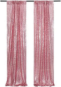 Fuchsia Pink Sequin Backdrop Curtain, 2 Panels 2Ft x 8Ft Glitter Photography Background for Party Baby Shower