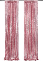 Fuchsia Pink Sequin Backdrop Curtain, 2 Panels 2Ft x 8Ft Glitter Photography Background for Party Baby Shower