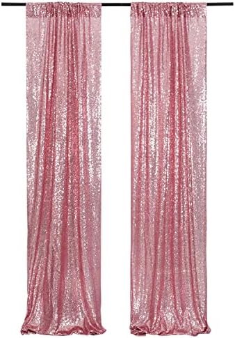 Fuchsia Pink Sequin Backdrop Curtain, 2 Panels 2Ft x 8Ft Glitter Photography Background for Party Baby Shower