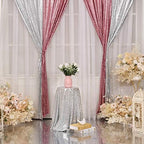 Fuchsia Pink Sequin Backdrop Curtain, 2 Panels 2Ft x 8Ft Glitter Photography Background for Party Baby Shower, alternate view