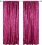Fuchsia Sequin Backdrop Curtain 2 Panels 2FTx8FT Glitter Fuchsia Background Drapes Sparkle Photography Backdrop