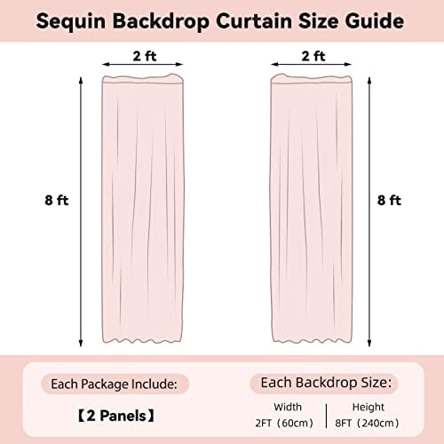 Fuchsia Sequin Backdrop Curtain 2 Panels 2FTx8FT Glitter Fuchsia Background Drapes Sparkle Photography Backdrop, alternate