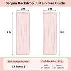 Fuchsia Sequin Backdrop Curtain 4 Panels 2FTx8FT Glitter Fuchsia Background Drapes Sparkle Photography Backdrop, alternate