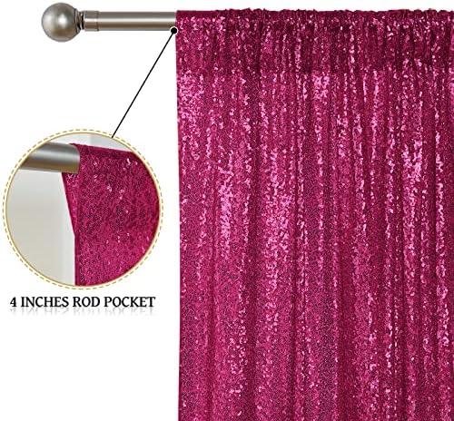 Fuchsia Sequin Backdrop Curtain 4FTx8FT Glitter Fuchsia Background Drapes Sparkle Photography Backdrop for Party, alternate