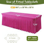 Fuchsia Spandex Tablecloth for 8FT Rectangle Tables, Table Skirt, alternate view 3