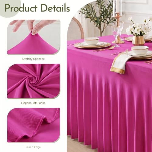 Fuchsia Spandex Tablecloth for 8FT Rectangle Tables, Table Skirt, alternate view 4