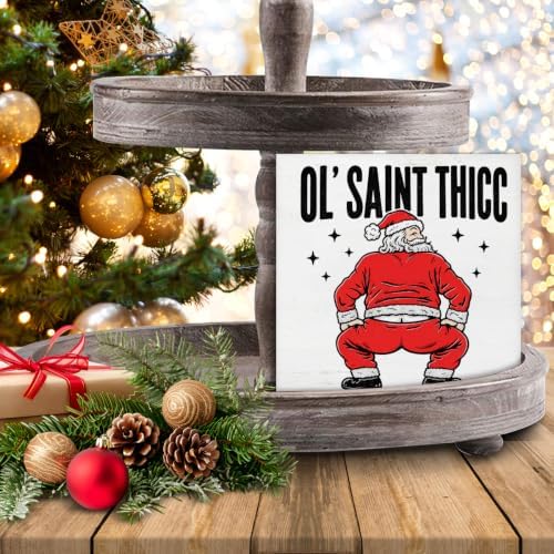 Funny Christmas Bathroom Decorations, Humor Santa Claus Wooden Sign Decor, alternate view 7