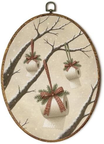 Funny Christmas Farmhouse Bathroom Oval Wall Art 8.5x11.5in