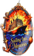 Funny Christmas Ornaments - Cruise Memories Ornament - Nautical Decor | Ocean Sunset - Travel Keepsake Card, alternate view 3