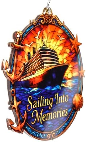 Funny Christmas Ornaments - Cruise Memories Ornament - Nautical Decor | Ocean Sunset - Travel Keepsake Card, alternate view 3