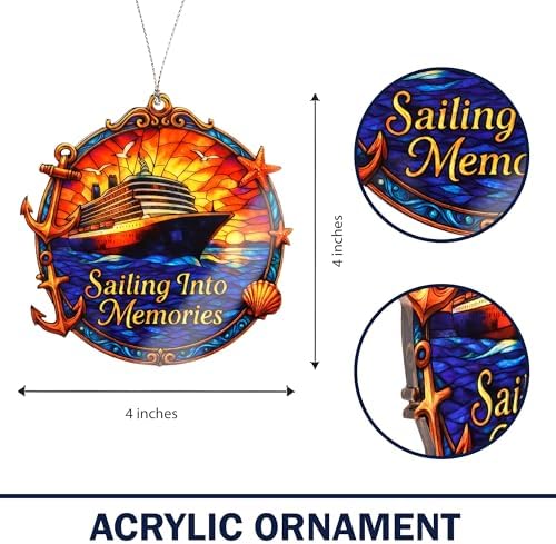 Funny Christmas Ornaments - Cruise Memories Ornament - Nautical Decor | Ocean Sunset - Travel Keepsake Card, alternate view 4