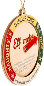 Funny Elf Accessories Naughty or Nice Elf Meter Christmas Ornament 2026, Funny Xmas Decoration, Wooden Decor, alternate view