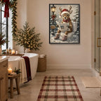 Funny Framed Christmas Bathroom Wall Art, Reindeer On Toilet Canvas Prints, alternate view 4