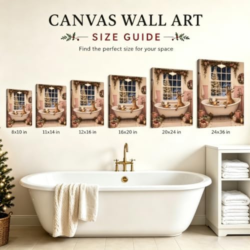 Funny Reindeer in Bathtub Canvas Wall Art, Christmas Bathroom Wall Art, alternate view 5