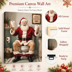 Funny Santa On Toilet Canvas Wall Art, Vintage Christmas Bathroom Wall Art, alternate view 5