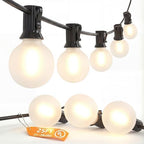 G40 Outdoor Globe Lights, 25FT Globe Christmas Lights with 27 LED Shatterproof Frosted Bulbs (2 Spare), Outdoor
