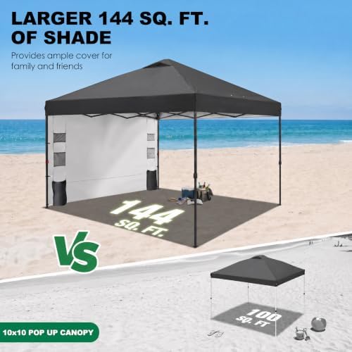 GAFETE Pop Up Canopy Tent Outdoor Sidewall One Push (Black, 12X12) in Black, alternate view 4