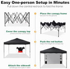 GAFETE Pop Up Canopy Tent Outdoor Sidewall One Push (Black, 12X12) in Black, alternate view 7