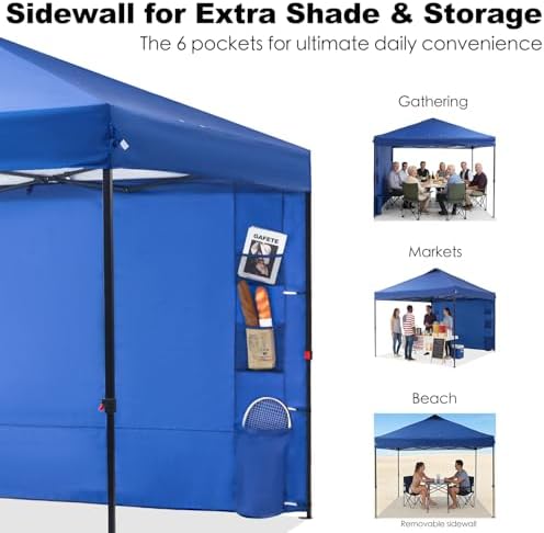 GAFETE Pop Up Canopy Tent Outdoor Sidewall One Push (Navy, 10X10), alternate view 4