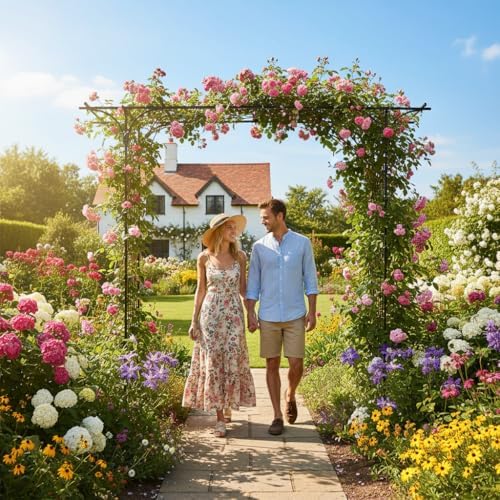 Garden Arbor, 7FT Arch Archway for Wedding Ceremony Party, Steel Garden Trellis for Plant Climbing, Christmas, alternate view