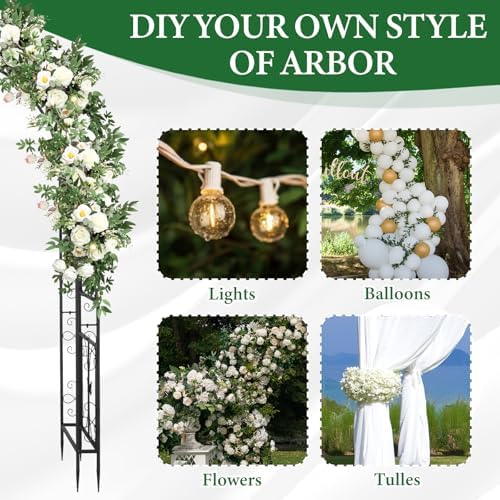 Garden Arbor, Arch Archway for Wedding Ceremony Party, Steel Garden Trellis for Plant Climbing, Christmas Garden, alternate