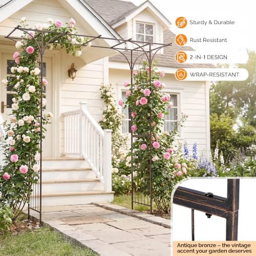 Garden Arbor, Arch Archway for Wedding Ceremony Party, Steel Garden Trellis for Plant Climbing, Christmas Garden, alternate