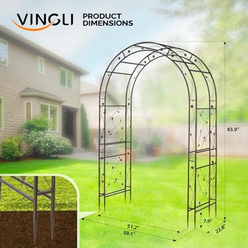 Garden Arbor, Arch for Wedding Ceremony Party, Christmas Garden Decor Steel Garden Trellis for Plant Climbing, alternate view
