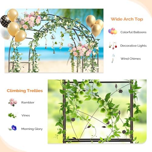Garden Arbor, Arch for Wedding Ceremony Party, Christmas Garden Decor Steel Garden Trellis for Plant Climbing, alternate view