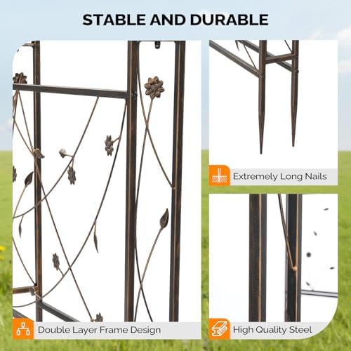 Garden Arbor, Arch for Wedding Ceremony Party, Christmas Garden Decor Steel Garden Trellis for Plant Climbing, alternate view