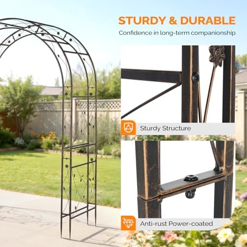 Garden Arbor, Arch for Wedding Ceremony Party, Christmas Garden Decor Steel Garden Trellis for Plant Climbing, alternate view