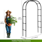 Garden Arbor Arch, Rustproof PE-Coated Metal Trellis for Climbing Plants in Black, alternate view 5