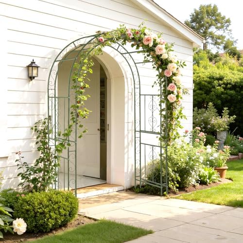 Garden Arbor, Double Layer Arch Archway for Wedding Ceremony Party, Steel Garden Trellis for Plant Climbing, alternate view 2